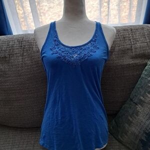 Blue Women's Lace-Accent Tank Top